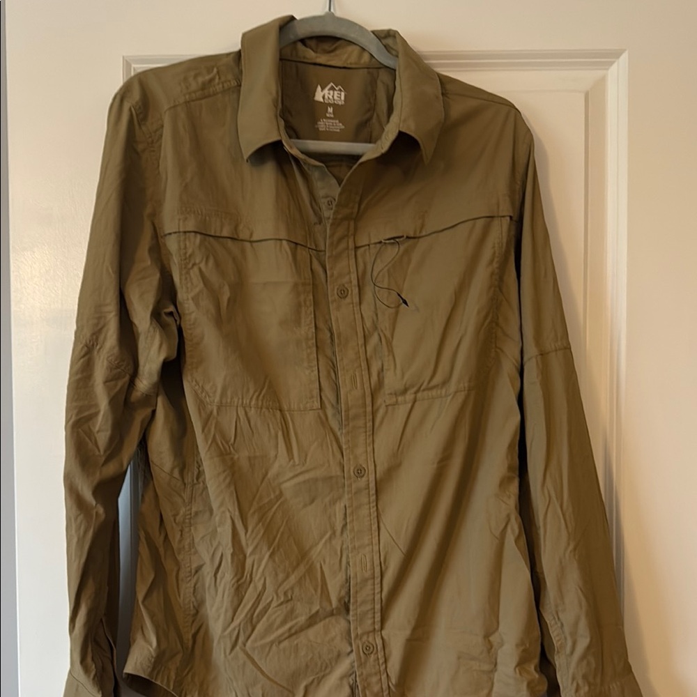 REI Tan Casual Button Down Shirt Lightweight